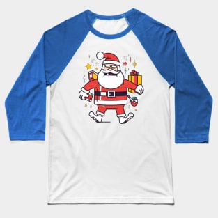 Pop Art Santa: A Colorful and Cheerful Christmas Illustration Baseball T-Shirt